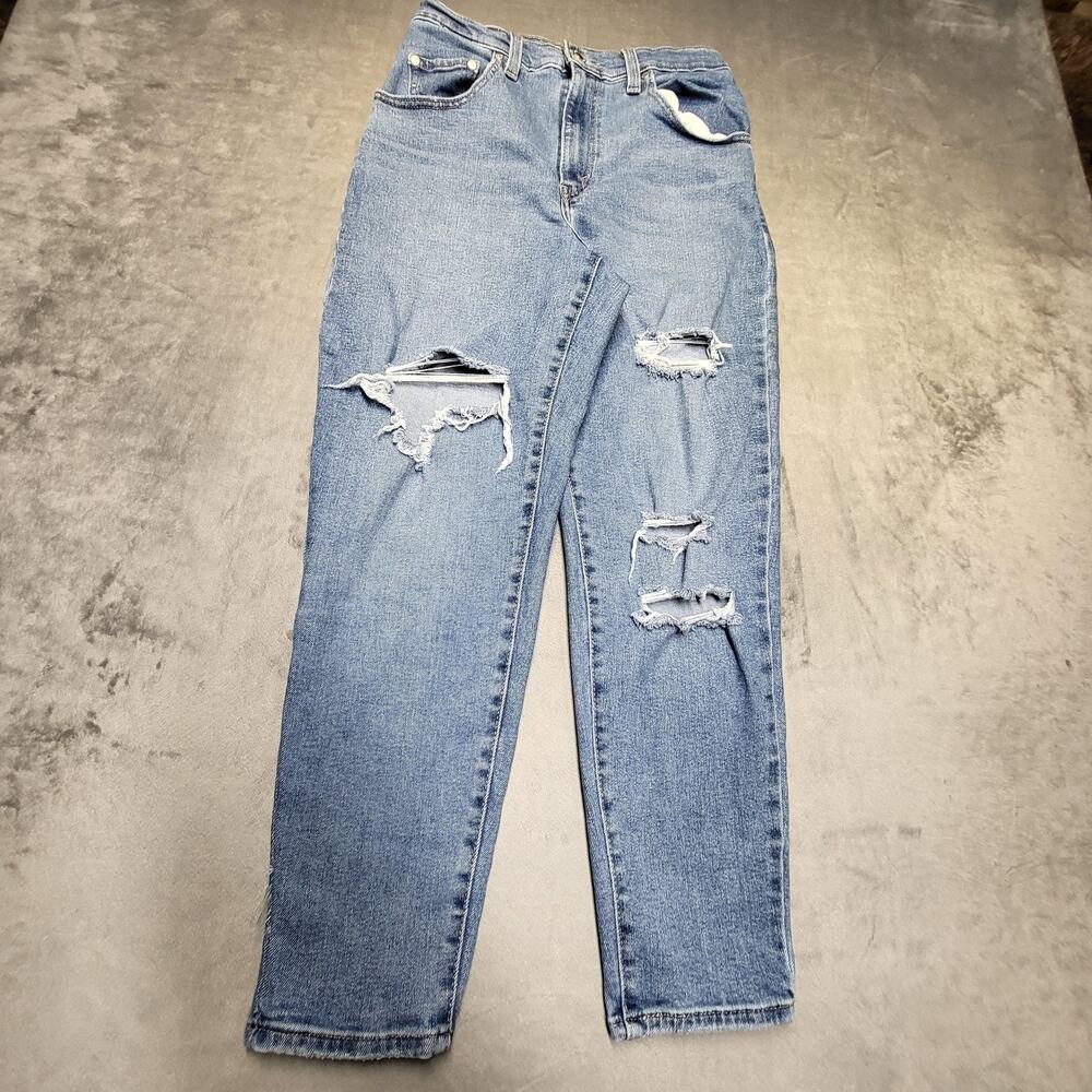 Levi's SilverTab Jeans Womens 28 Blue Mom Relaxed Light Wash Distressed